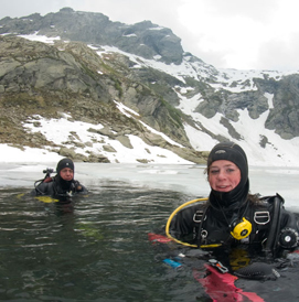 High mountain lake ice diving